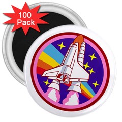 Badge Patch Pink Rainbow Rocket 3  Magnets (100 Pack) by Salman4z