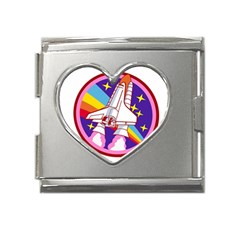 Badge Patch Pink Rainbow Rocket Mega Link Heart Italian Charm (18mm) by Salman4z