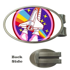 Badge Patch Pink Rainbow Rocket Money Clips (oval)  by Salman4z