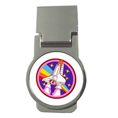 Badge Patch Pink Rainbow Rocket Money Clips (round)  by Salman4z