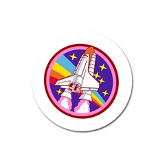 Badge Patch Pink Rainbow Rocket Magnet 3  (round) by Salman4z