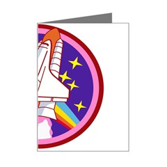 Badge Patch Pink Rainbow Rocket Mini Greeting Card by Salman4z