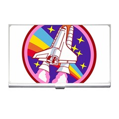 Badge Patch Pink Rainbow Rocket Business Card Holder by Salman4z