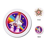 Badge Patch Pink Rainbow Rocket Playing Cards Single Design (Round) Front