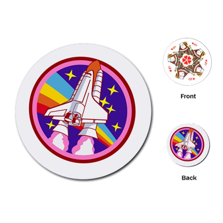 Badge Patch Pink Rainbow Rocket Playing Cards Single Design (Round)