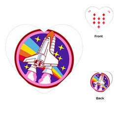 Badge Patch Pink Rainbow Rocket Playing Cards Single Design (heart) by Salman4z