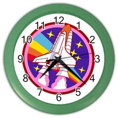 Badge Patch Pink Rainbow Rocket Color Wall Clock by Salman4z