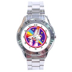 Badge Patch Pink Rainbow Rocket Stainless Steel Analogue Watch by Salman4z