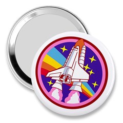 Badge Patch Pink Rainbow Rocket 3  Handbag Mirrors by Salman4z