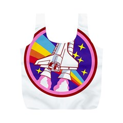 Badge Patch Pink Rainbow Rocket Full Print Recycle Bag (m) by Salman4z