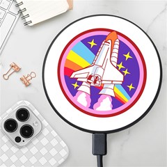 Badge Patch Pink Rainbow Rocket Wireless Fast Charger(black)