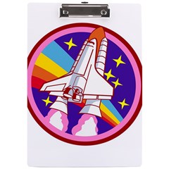 Badge Patch Pink Rainbow Rocket A4 Acrylic Clipboard by Salman4z