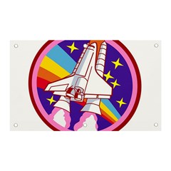 Badge Patch Pink Rainbow Rocket Banner And Sign 5  X 3  by Salman4z