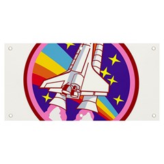 Badge Patch Pink Rainbow Rocket Banner And Sign 6  X 3  by Salman4z