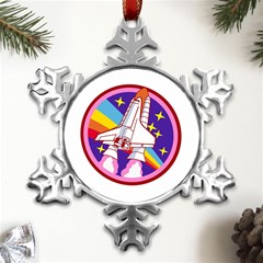 Badge Patch Pink Rainbow Rocket Metal Small Snowflake Ornament by Salman4z