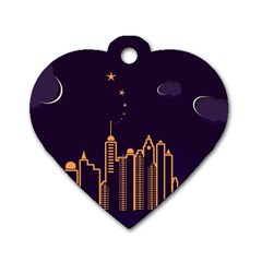 Skyscraper Town Urban Towers Dog Tag Heart (two Sides) by Salman4z