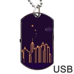 Skyscraper Town Urban Towers Dog Tag Usb Flash (one Side) by Salman4z