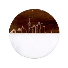 Skyscraper Town Urban Towers Classic Marble Wood Coaster (round) 