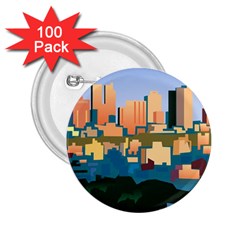 City Buildings Urban Dawn 2 25  Buttons (100 Pack)  by Salman4z