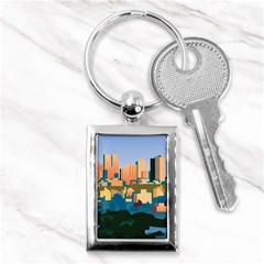 City Buildings Urban Dawn Key Chain (rectangle) by Salman4z