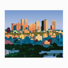 City Buildings Urban Dawn Small Glasses Cloth by Salman4z