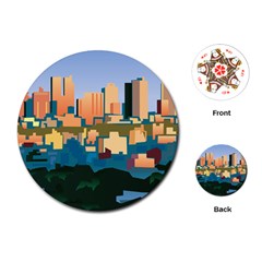 City Buildings Urban Dawn Playing Cards Single Design (round) by Salman4z