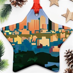 City Buildings Urban Dawn Star Ornament (two Sides) by Salman4z