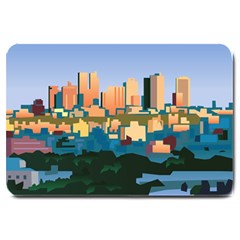 City Buildings Urban Dawn Large Doormat by Salman4z