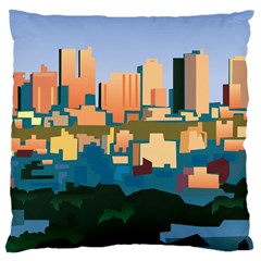 City Buildings Urban Dawn Large Cushion Case (two Sides) by Salman4z