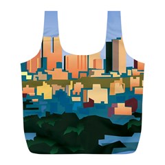 City Buildings Urban Dawn Full Print Recycle Bag (l) by Salman4z