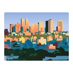 City Buildings Urban Dawn Two Sides Premium Plush Fleece Blanket (mini) by Salman4z