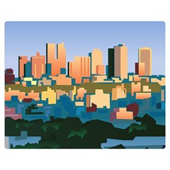 City Buildings Urban Dawn Premium Plush Fleece Blanket (medium) by Salman4z