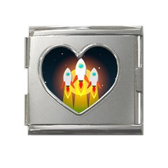 Rocket Take Off Missiles Cosmos Mega Link Heart Italian Charm (18mm) by Salman4z