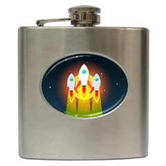 Rocket Take Off Missiles Cosmos Hip Flask (6 Oz) by Salman4z