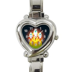 Rocket Take Off Missiles Cosmos Heart Italian Charm Watch by Salman4z