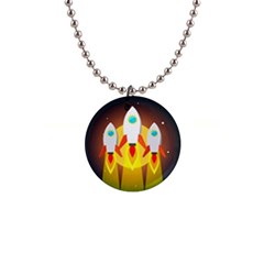 Rocket Take Off Missiles Cosmos 1  Button Necklace by Salman4z