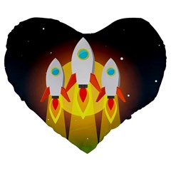 Rocket Take Off Missiles Cosmos Large 19  Premium Heart Shape Cushions by Salman4z