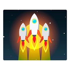 Rocket Take Off Missiles Cosmos Two Sides Premium Plush Fleece Blanket (large) by Salman4z