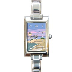 Vacation Island Sunset Sunrise Rectangle Italian Charm Watch by Salman4z