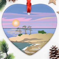 Vacation Island Sunset Sunrise Ornament (heart) by Salman4z