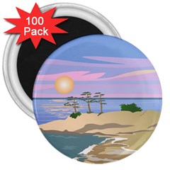 Vacation Island Sunset Sunrise 3  Magnets (100 Pack) by Salman4z