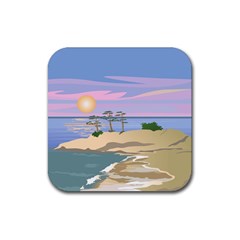 Vacation Island Sunset Sunrise Rubber Coaster (square) by Salman4z