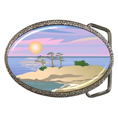 Vacation Island Sunset Sunrise Belt Buckles by Salman4z