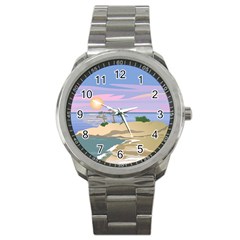 Vacation Island Sunset Sunrise Sport Metal Watch by Salman4z