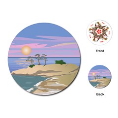 Vacation Island Sunset Sunrise Playing Cards Single Design (round) by Salman4z