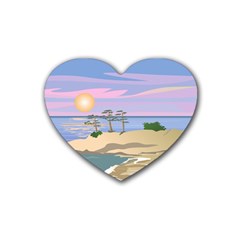 Vacation Island Sunset Sunrise Rubber Heart Coaster (4 Pack) by Salman4z