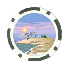 Vacation Island Sunset Sunrise Poker Chip Card Guard by Salman4z