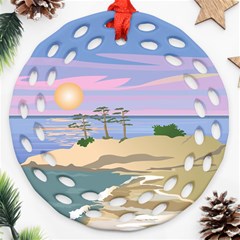 Vacation Island Sunset Sunrise Ornament (round Filigree)