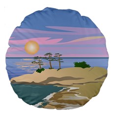 Vacation Island Sunset Sunrise Large 18  Premium Round Cushions by Salman4z