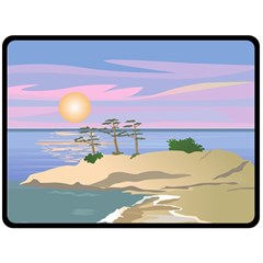 Vacation Island Sunset Sunrise Two Sides Fleece Blanket (large) by Salman4z